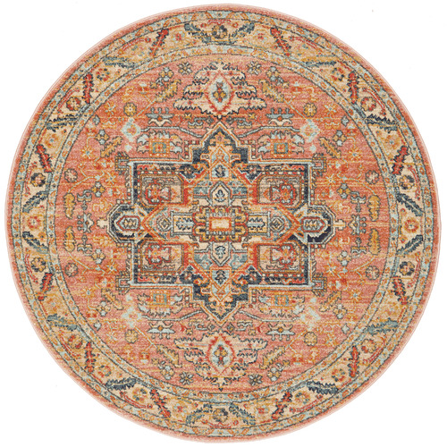 Salmon Power-Loomed Transitional  Round Rug