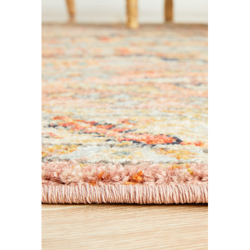 Salmon Power-Loomed Transitional  Round Rug