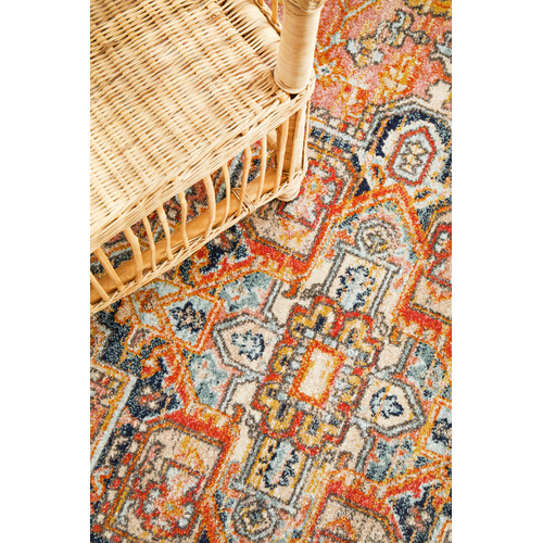 Salmon Power-Loomed Transitional  Round Rug