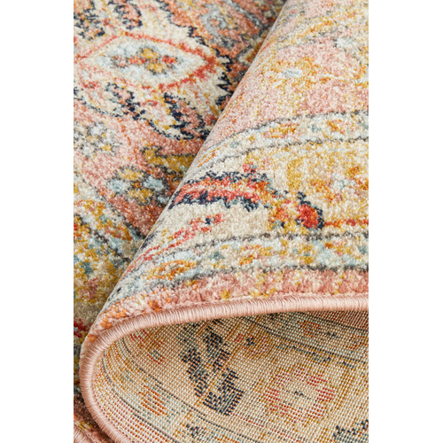 Salmon Power-Loomed Transitional  Round Rug
