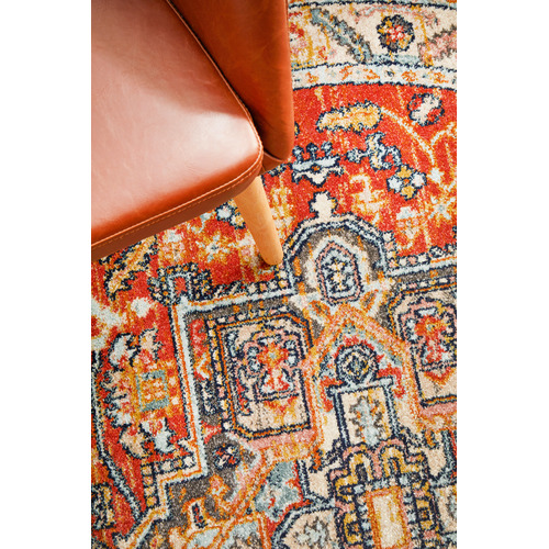 Terracotta Power-Loomed Transitional  Round Rug