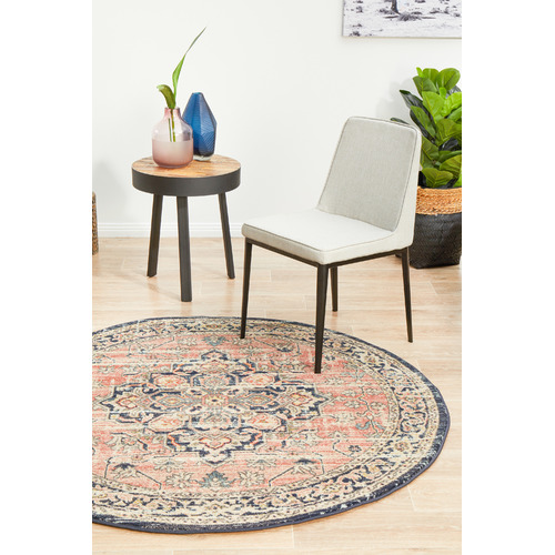 Brick Power-Loomed Transitional  Round Rug