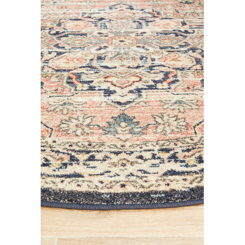 Brick Power-Loomed Transitional  Round Rug