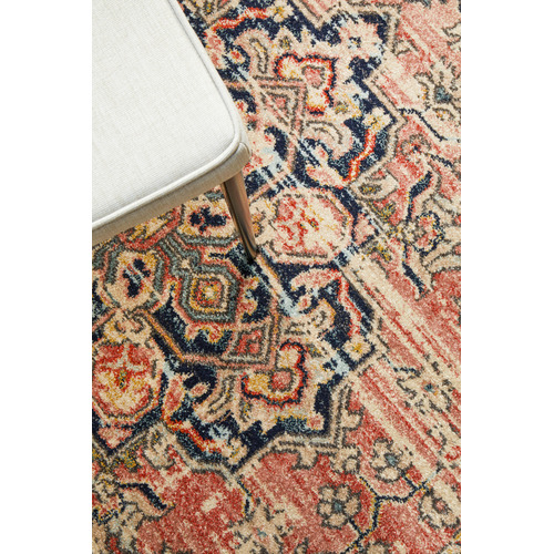 Brick Power-Loomed Transitional  Round Rug