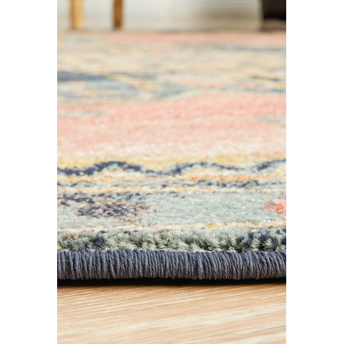 Red Power-Loomed Transitional  Round Rug