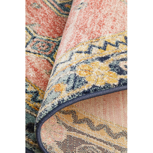 Red Power-Loomed Transitional  Round Rug