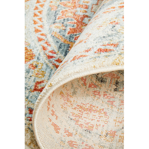 Multi-Coloured Power-Loomed Transitional Round Rug