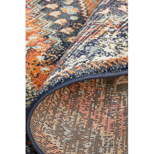 Navy Power-Loomed Transitional Round Rug
