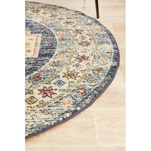 Ecru Power-Loomed Transitional Round Rug