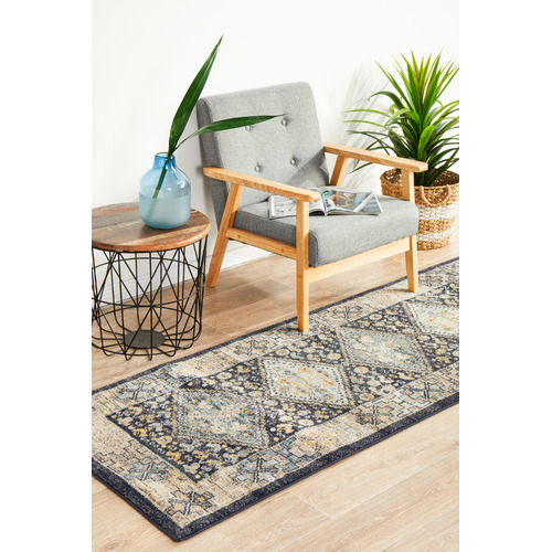 Navy & Sky Blue Power-Loomed Transitional Runner