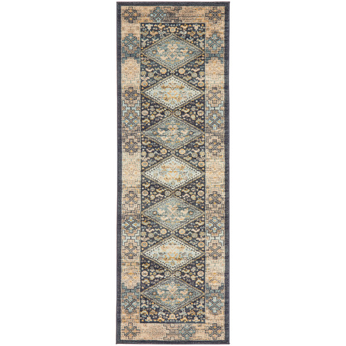 Navy & Sky Blue Power-Loomed Transitional Runner