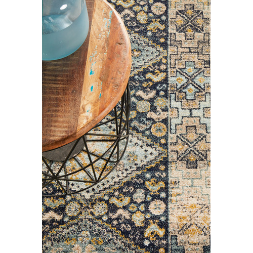Navy & Sky Blue Power-Loomed Transitional Runner