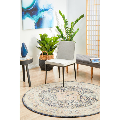 Midnight Power-Loomed Transitional Round Rug