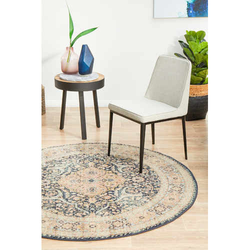 Midnight Power-Loomed Transitional Round Rug
