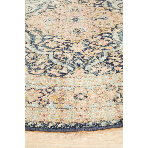 Midnight Power-Loomed Transitional Round Rug