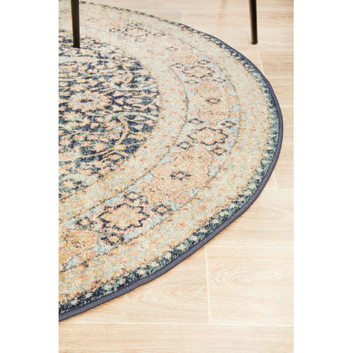 Midnight Power-Loomed Transitional Round Rug
