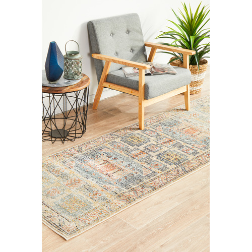 Sky Blue & Beige Power-Loomed Transitional Runner