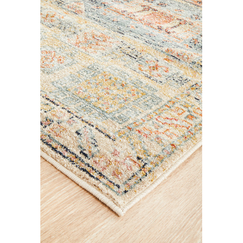 Sky Blue & Beige Power-Loomed Transitional Runner