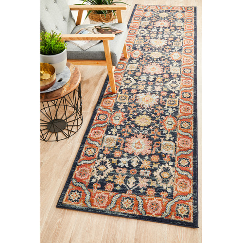 Navy & Rust Power-Loomed Transitional Runner