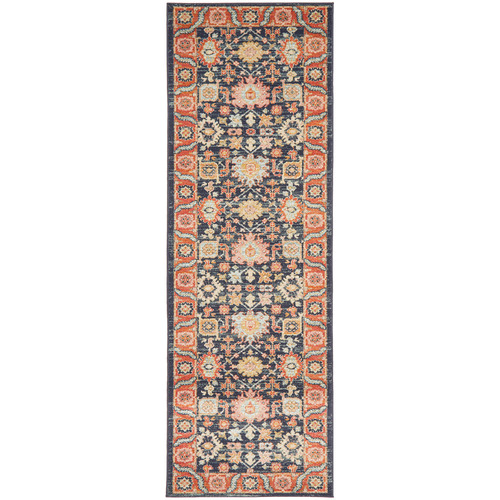 Network Rugs Navy & Rust Power-Loomed Transitional Runner | Temple ...