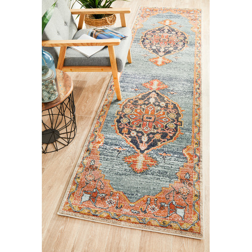 Rust & Blue Power-Loomed Transitional Runner