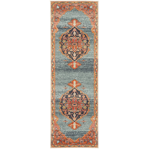 Rust & Blue Power-Loomed Transitional Runner