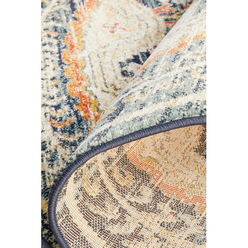 Rust & Beige Power-Loomed Transitional Round Rug