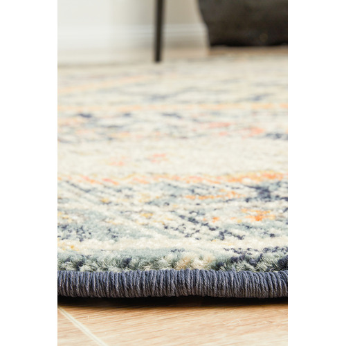 Rust & Beige Power-Loomed Transitional Round Rug