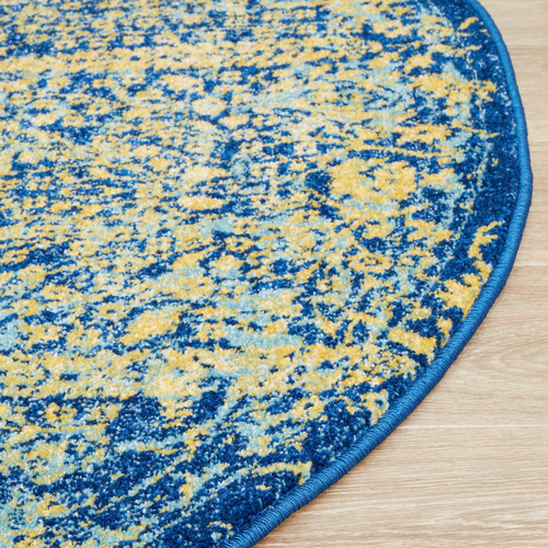 Network Royal Blue & Yellow Radiance Round Rug & Reviews Temple & ster