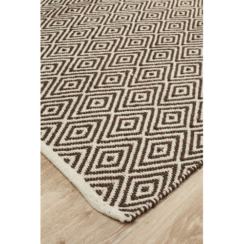 Dark Chocolate Diamond Modern Flatweave Rug