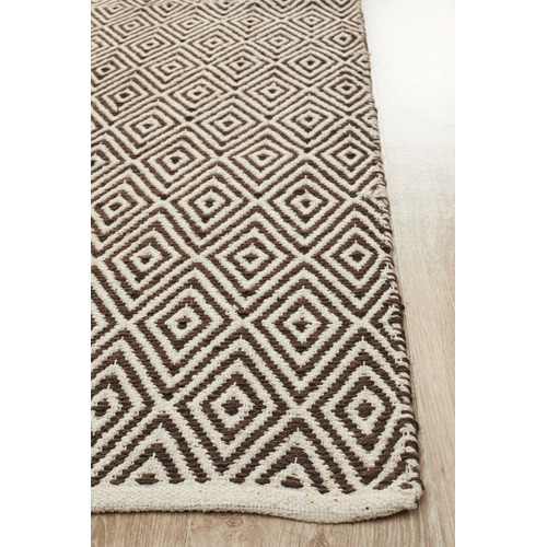 Dark Chocolate Diamond Modern Flatweave Rug