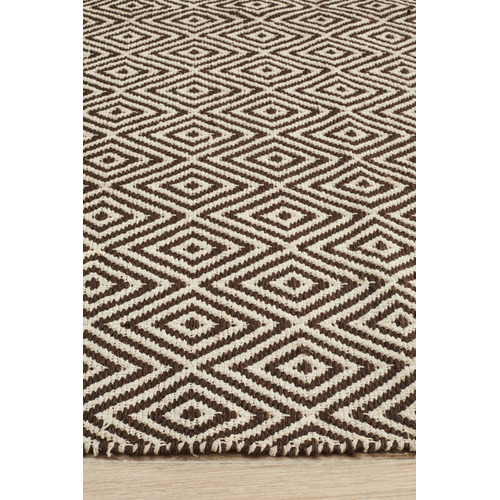 Dark Chocolate Diamond Modern Flatweave Rug