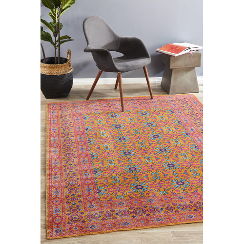 Network Rust & Pink Power Loomed Distressed Modern Rug Temple & ster