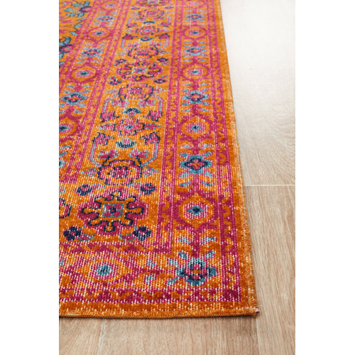 Network Rust & Pink Power Loomed Distressed Modern Rug Temple & ster