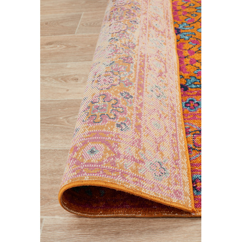 Network Rust & Pink Power Loomed Distressed Modern Rug Temple & ster