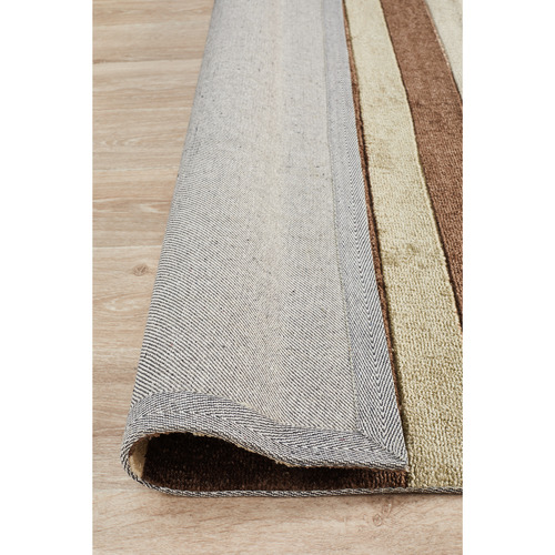 Stylish Stripe Brown Tufted Rug Temple & ster