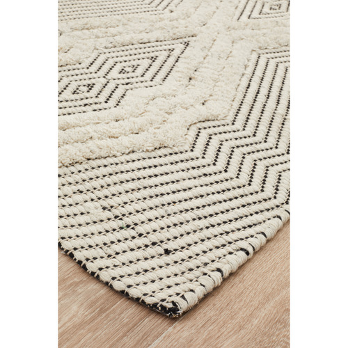 Network Rugs Mitchell Bone & Black Hand Loomed Rug 