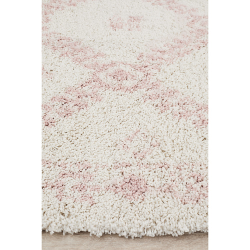 Ivory-and-Pink-Rabia-Fringed-Tribal-Style-Rug-SAF-33-PNK