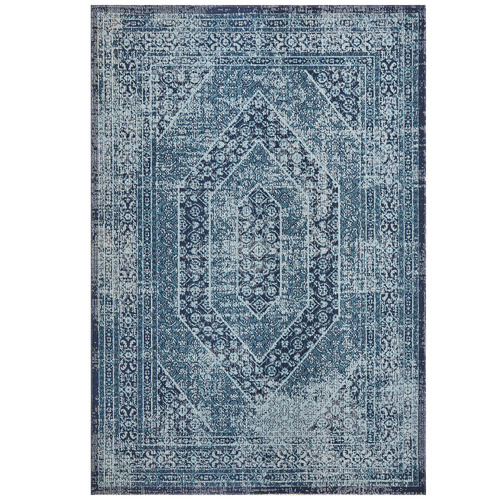 Network Rugs Ocean Blue Vintage Look Round Rug