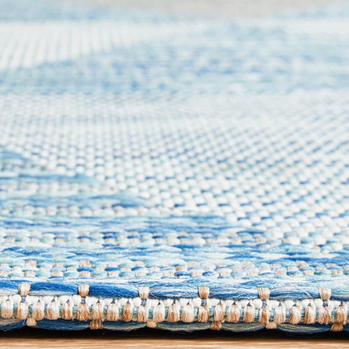 Blue Terrace Geometric Flat Weave Rug