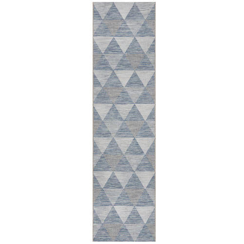 Blue Terrace Geometric Flat Weave Rug