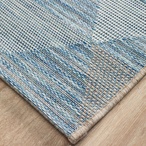 Blue Terrace Geometric Flat Weave Rug