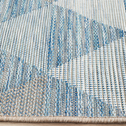 Blue Terrace Geometric Flat Weave Rug
