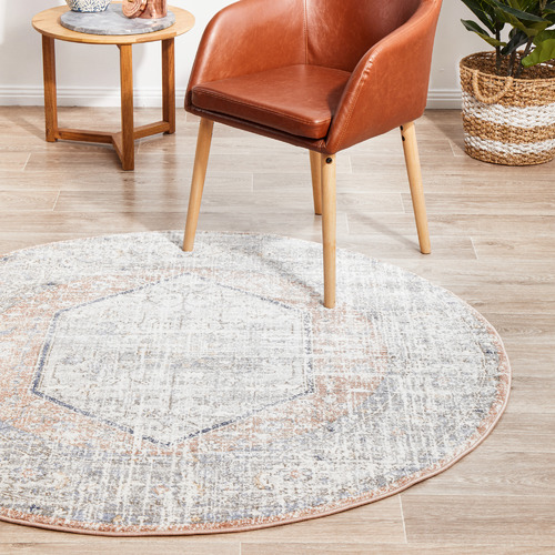 Peach & Blue Vintage Look Rug