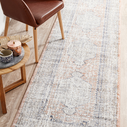 Peach & Blue Vintage Look Rug