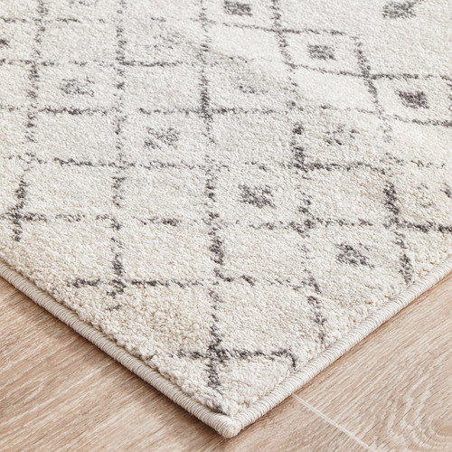 Silver Geometric Tribal Rug