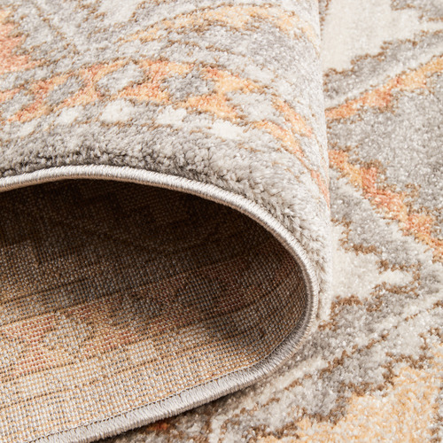 Grey & Peach Vintage Look Aztec Rug