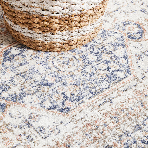 Blue & Peach Vintage Look Rug