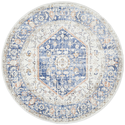 Blue & Peach Vintage Look Rug