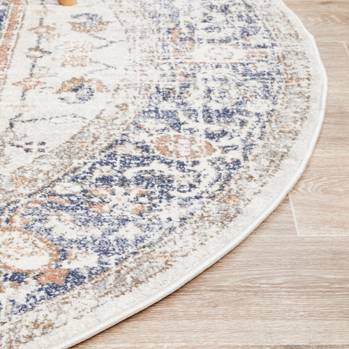 Blue & Peach Vintage Look Rug